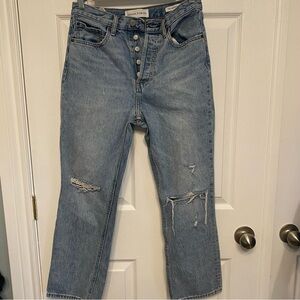 Denim Forum Joni High Rise Loose ButtonFly Ankle Crop Jeans Womens Size 25Wx26L